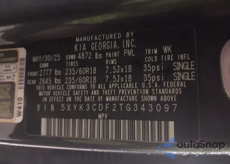 2026 Kia Sportage Ex z USA, uszkodzony, nr VIN 5XYK3CDF2TG343097